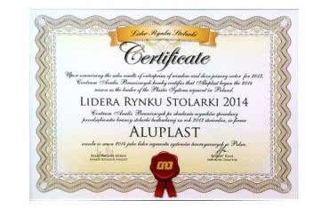 aluplast z tytułem Lidera Rynku Stolarki 2014